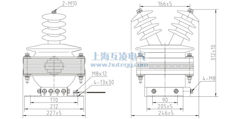 FDEG8放電線(xiàn)圈外形尺寸，F(xiàn)DGE8/11/√3-1.7-1尺寸圖